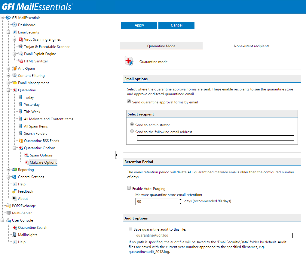 Hassle-free spam and malware protection